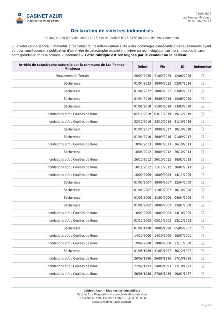 Déclaration de sinistres avec arrêtés CatNat